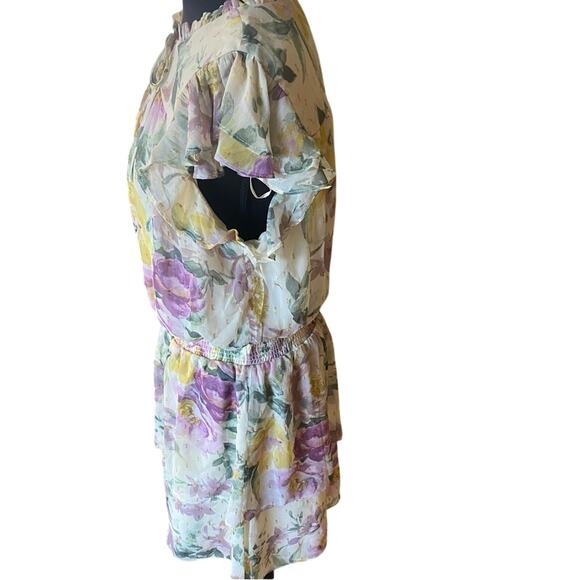 MSK Yellow Pink Ruffled Tie Front Sundress petite 14 wedding guest cottagecore - Picture 4 of 9